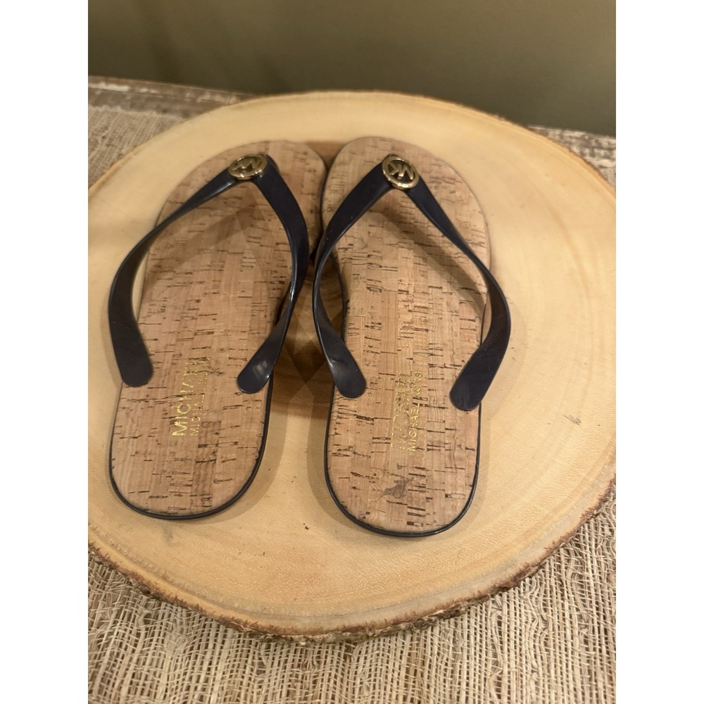 Michael Kors Shoes |‎ Michael Kors Jet Set Cork Black Flip Flops Size 6 - Picture 6 of 8